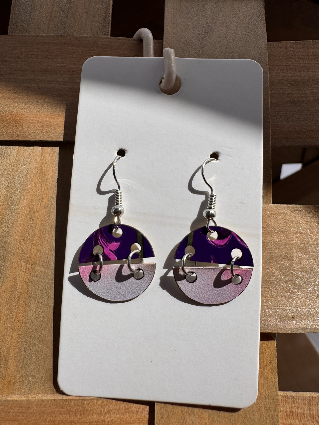 Purple Swirl Circle Drop Earrings