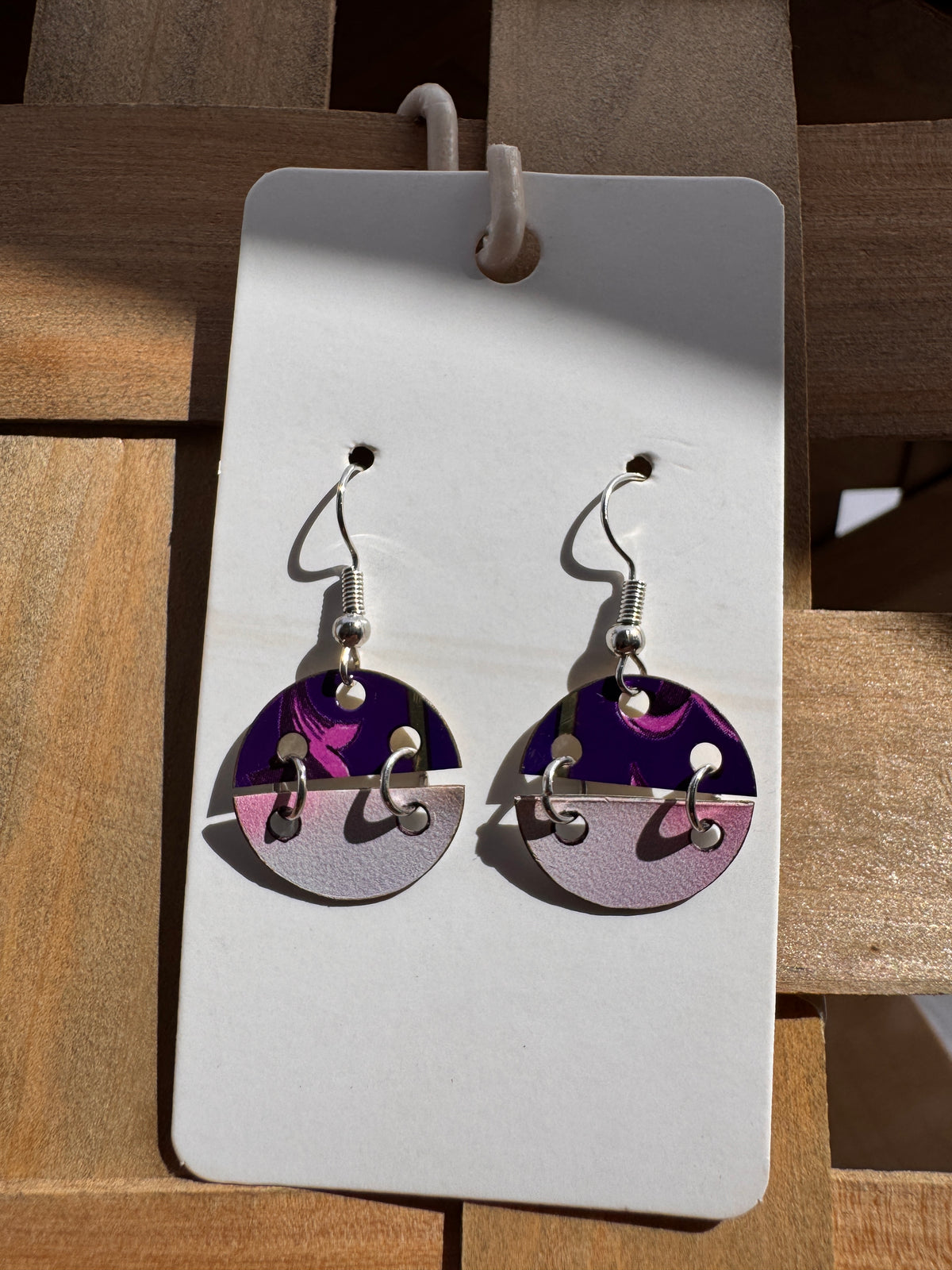 Purple Swirl Circle Drop Earrings
