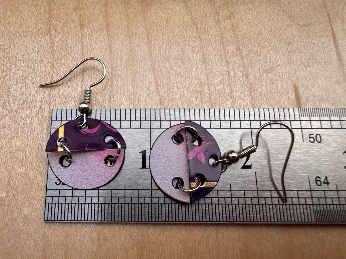 Purple Swirl Circle Drop Earrings