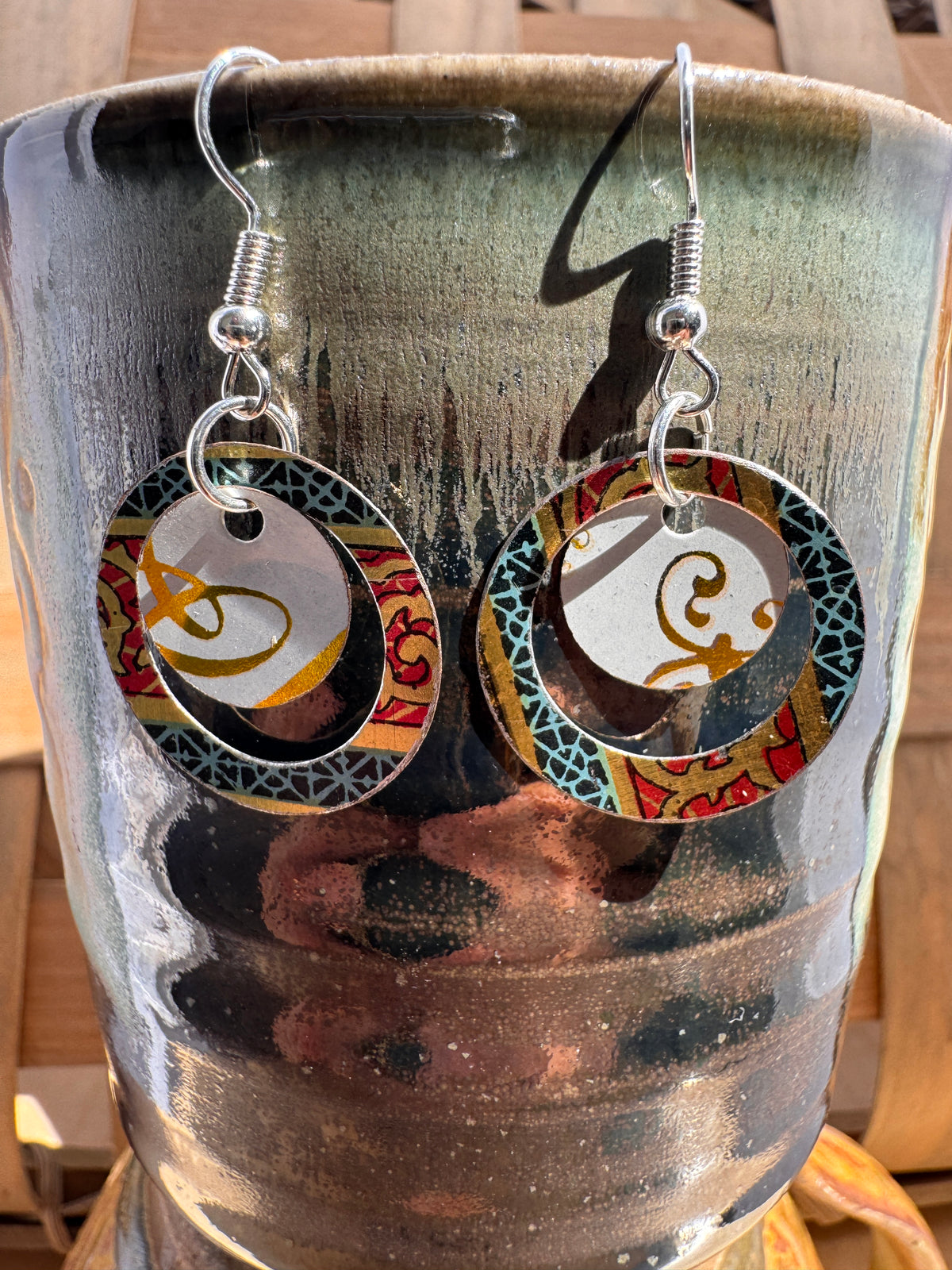 Moroccan Tile Layered Disc Earrings