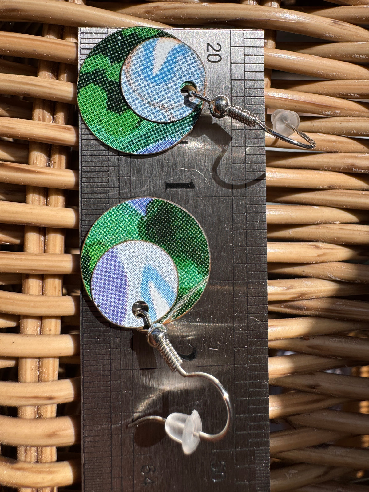 Round Botanical Print Earrings