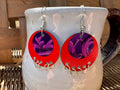 Red & Purple Floral Chandelier Earrings