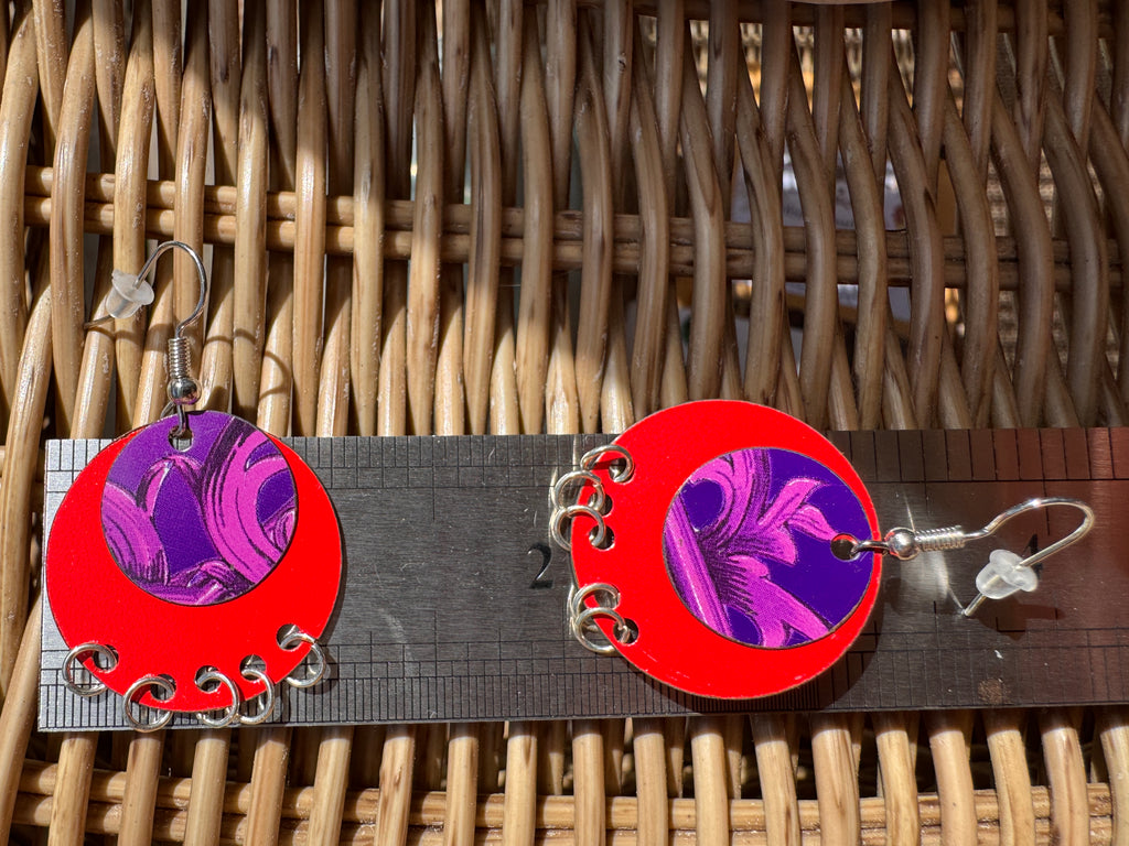 Red & Purple Floral Chandelier Earrings