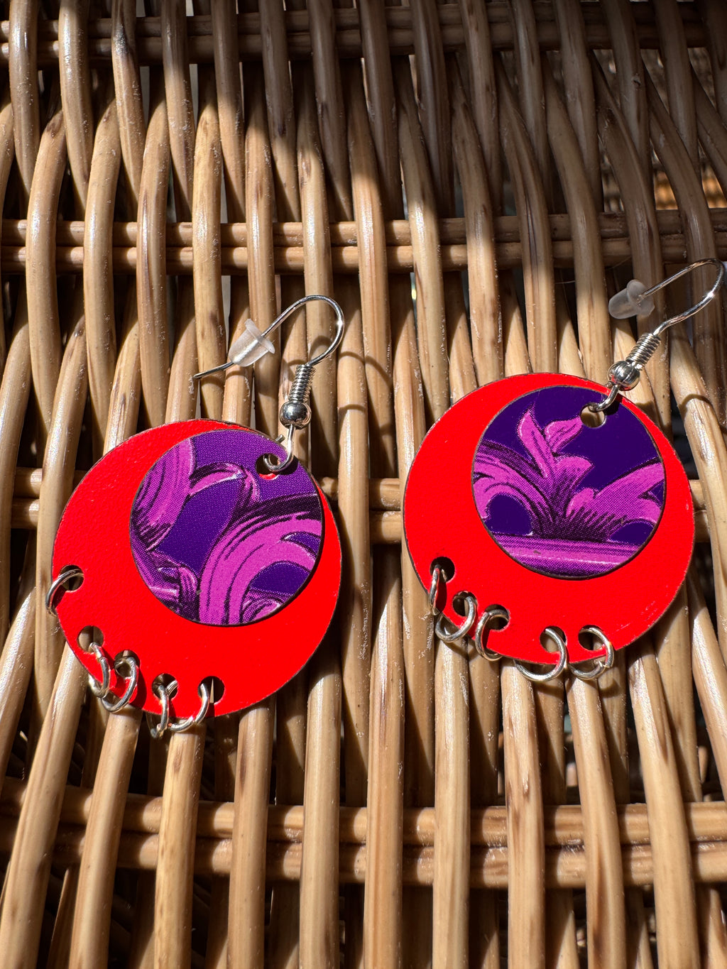 Red & Purple Floral Chandelier Earrings