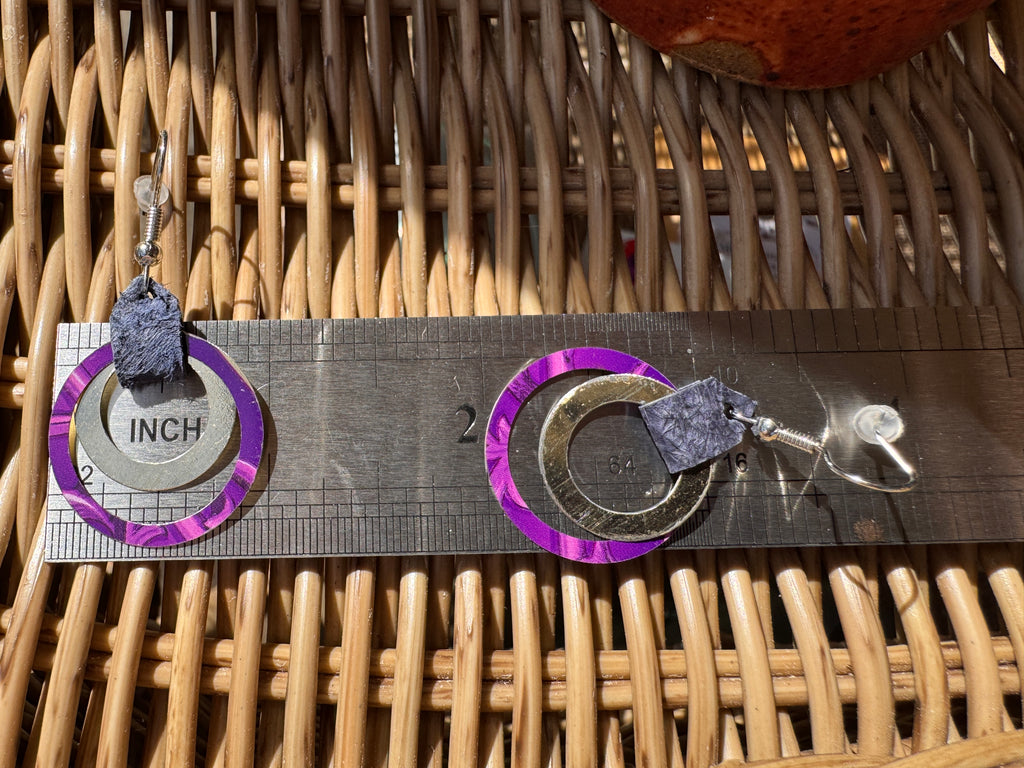 Navy & Purple Double Hoop Dangle Earrings