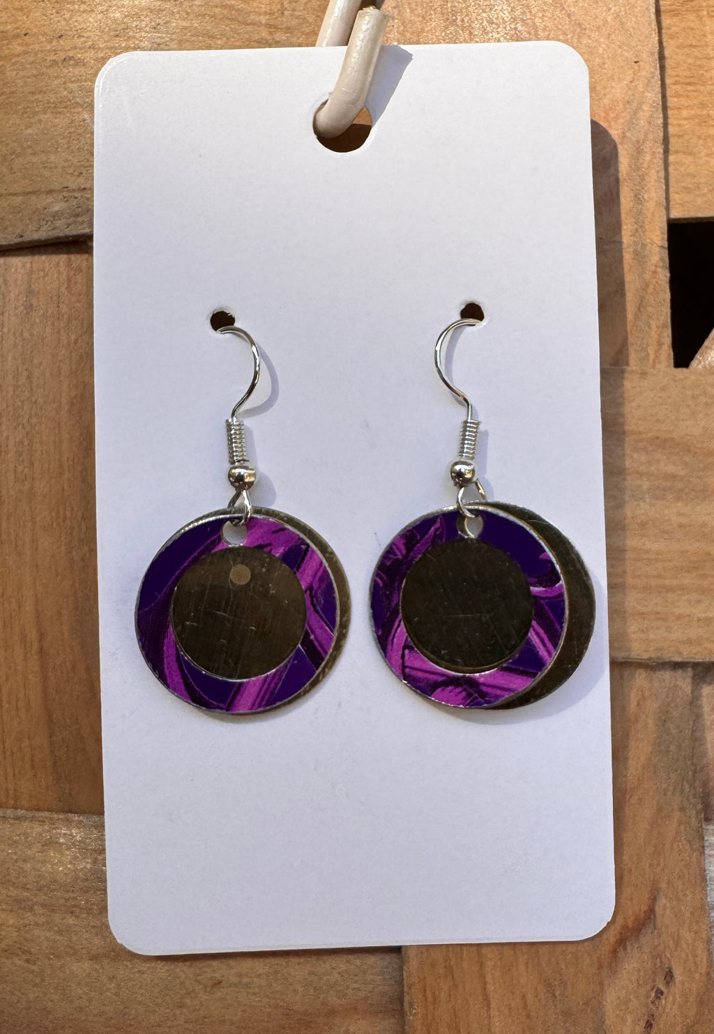 Purple & Silver Halo Circle Drop Earrings