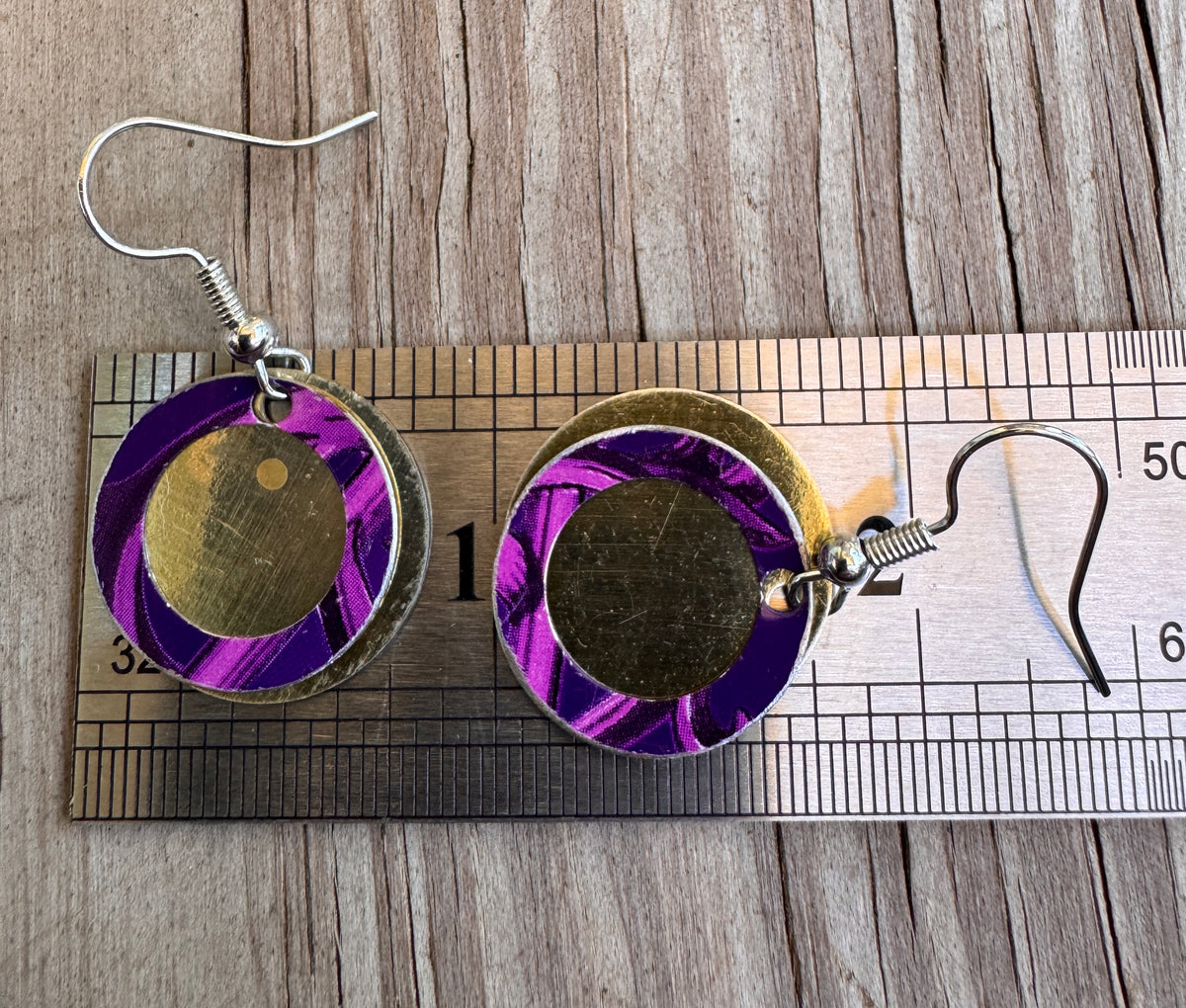Purple & Silver Halo Circle Drop Earrings