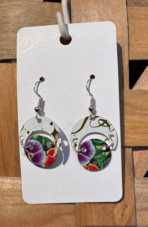 Botanical Garden Tin Circle Drop Earrings