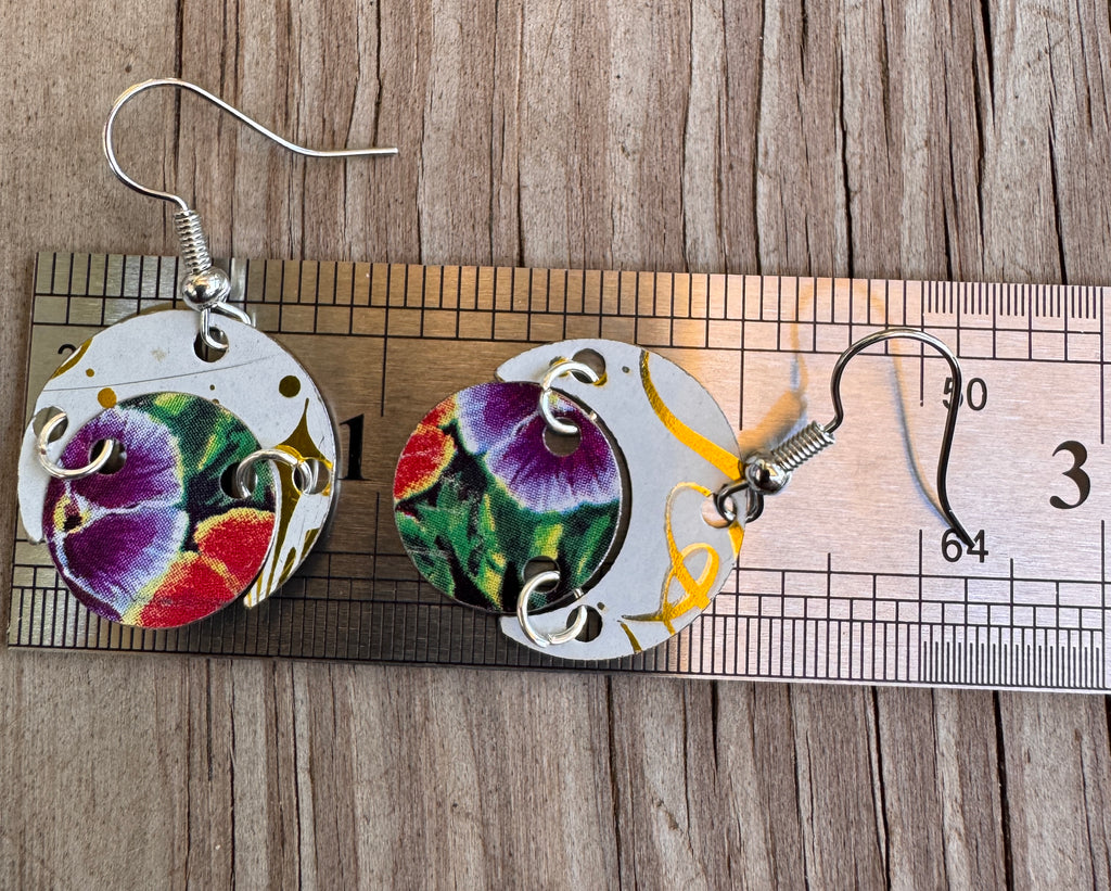 Botanical Garden Tin Circle Drop Earrings